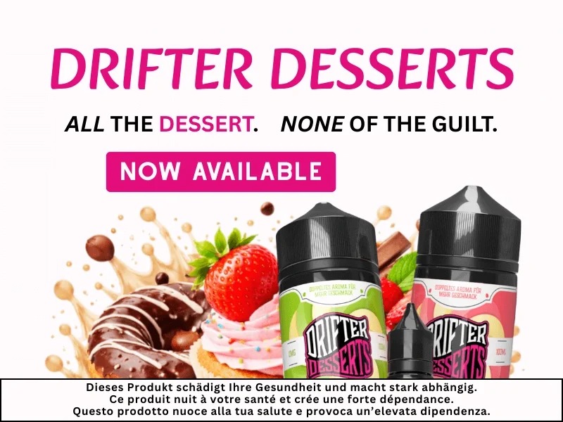 Drifter Desserts Bar Juice Shortfill Liquid in verschiedenen Dessert-Geschmacksrichtungen für E-Zigaretten