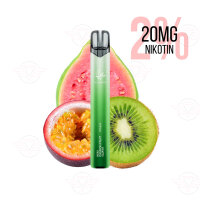 Un Elfbar 1000 avec un dégradé de vert et le goût sucré et estival du kiwi, des fruits de la passion juteux et de la goyave mûre.