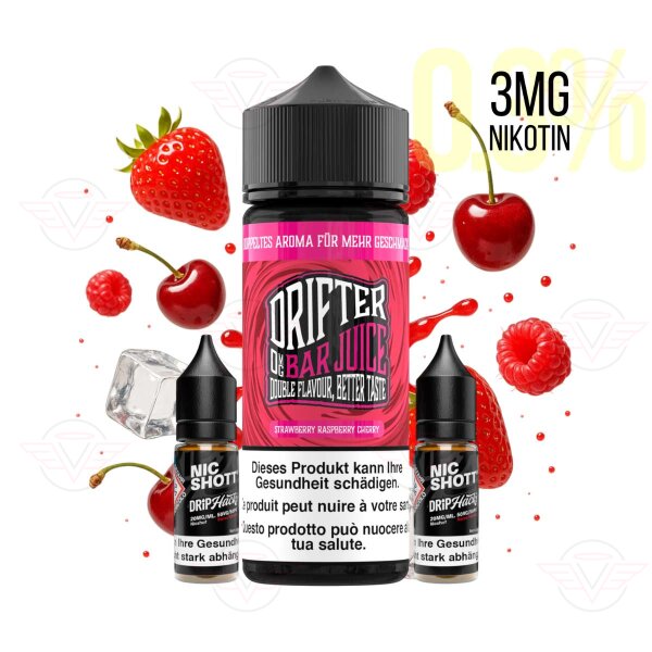 Drifter Bar Juice - Fragola Lampone Ciliegia 120 ml Liquido Shortfill 3 mg/ml