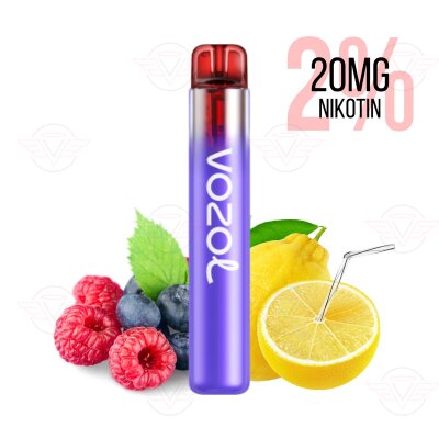 Vozol - Neon 800, cigarette électronique jetable, Blue Razz Lemon, 20 mg/ml (2 %) de sel de nicotine - À consommer de préférence avant le