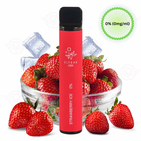 Elfbar - Einweg E Zigarette Strawberry Ice 1500 Puffs 0mg