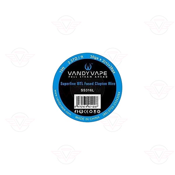 Vandy Vape - SS316 Superfine MTL Fused Clapton Wire 10ft, 30ga x 2 + 38ga