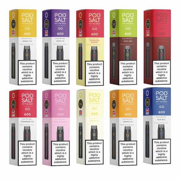 Pod Salt Go 600 Disposable E-Cigarette - Bundle Pack of 10
