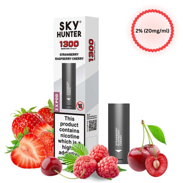 Sky Hunter - Prefilled Pods mit Mesh Coil Strawberry Raspberry Cherry