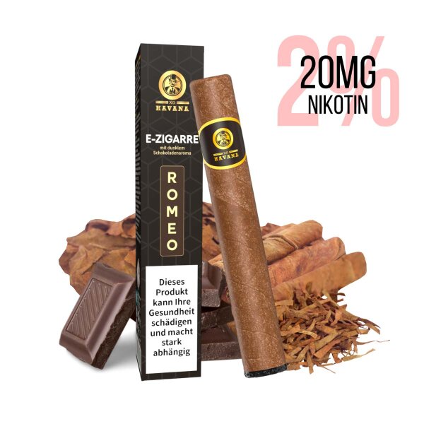 XO Havana - Disposable E-Cigar ROMEO Dark Chocolate 20mg Nicotine Salt