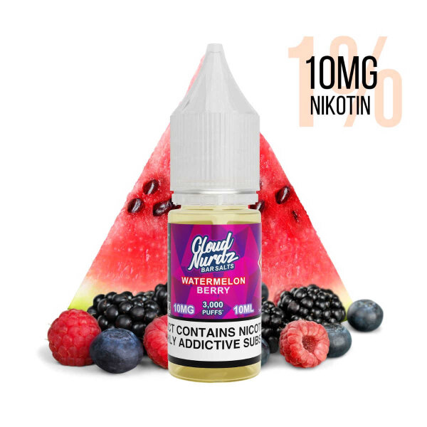 Cloud Nurdz – Watermelon Berry Bar Salt 10mg/ml (1%)